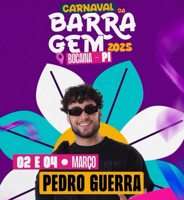 Cantor Pedro Guerra é a mais nova atração anunciada para o Carnaval da Barragem de Bocaina