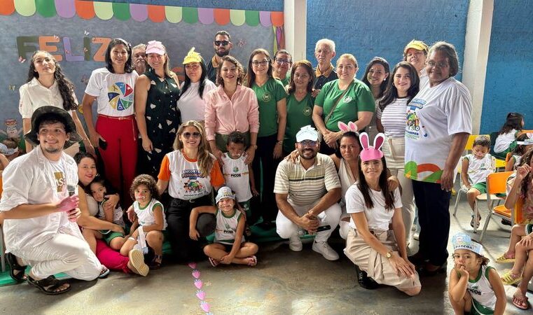 Ação social entre Seme, Loja Maçônica e Fraternidade Feminina celebra Páscoa com crianças da Escola Municipal José Lopes